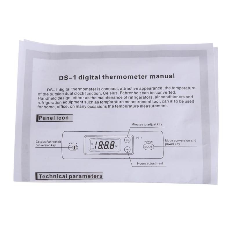 Digital Thermometer Clock Digital Indoor/outdoor two-way temperature Car Home Office Fridge Temperatura Meter Black Mini DS-1