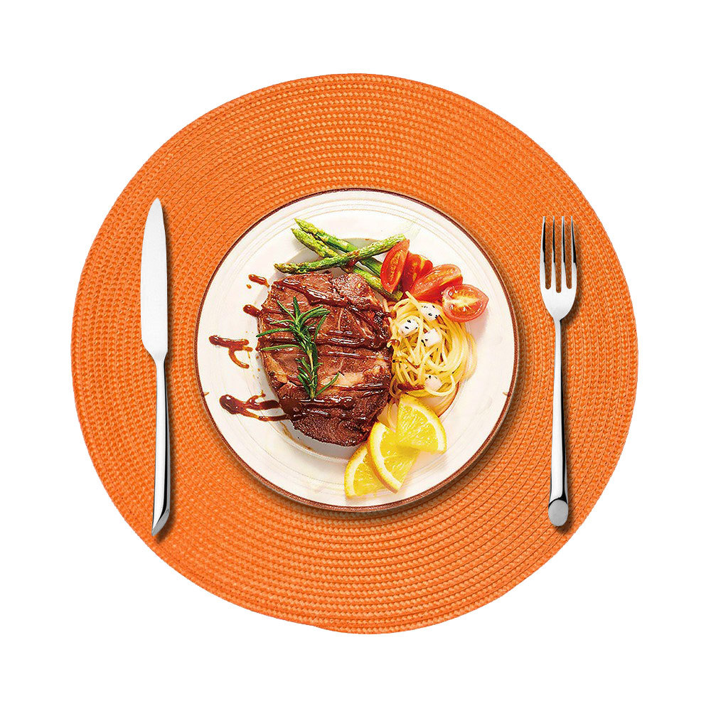 Mantel Individual redondo de 38cm para el hogar, tapete aislante de PP para mesa de comedor, tapete de comedor tejido biodegradable para cocina, mesa de comedor de Navidad, decoración de: Blanco