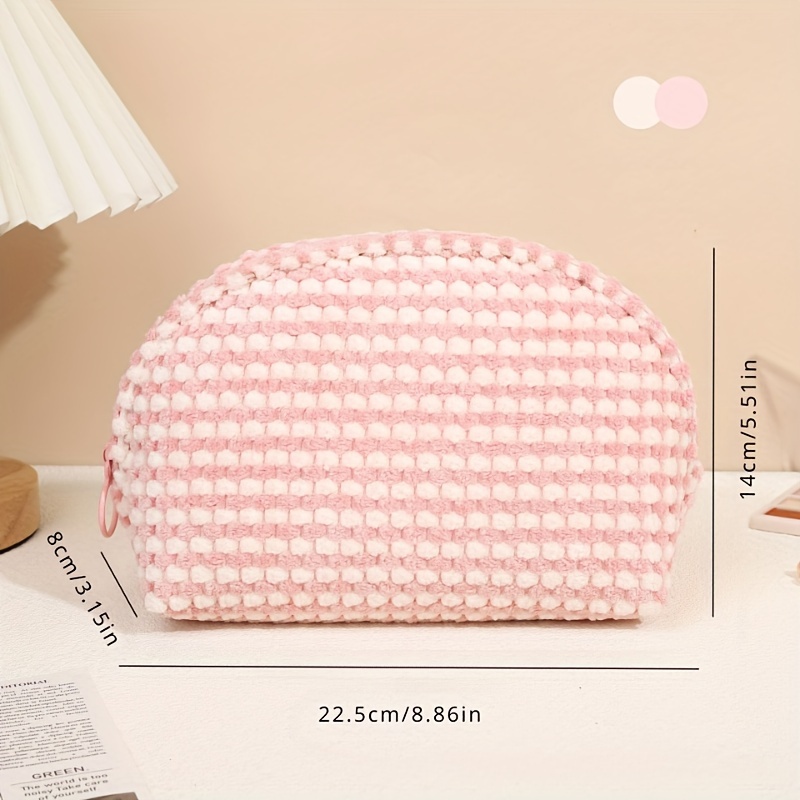 3 unids/set de bolsas de maquillaje simples y elegantes, bolsa de cosméticos a cuadros de felpa para cosméticos y artículos de tocador