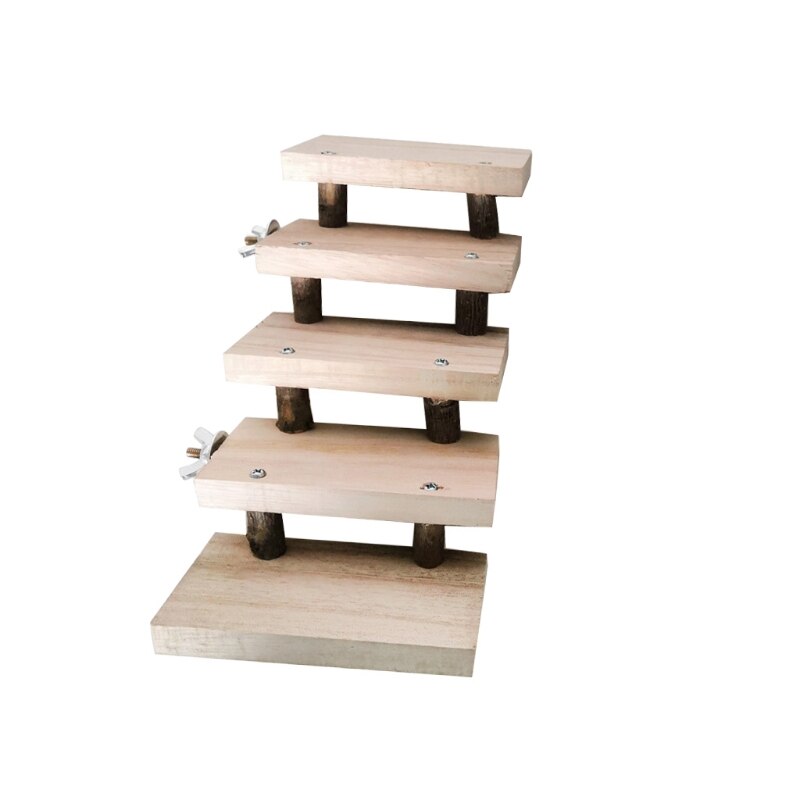 Escalera para hámster de madera Natural de 3/4/5/6/7/8 capas, juguetes para mascotas, loros, escaleras de escalada, , accesorio para jaula: C