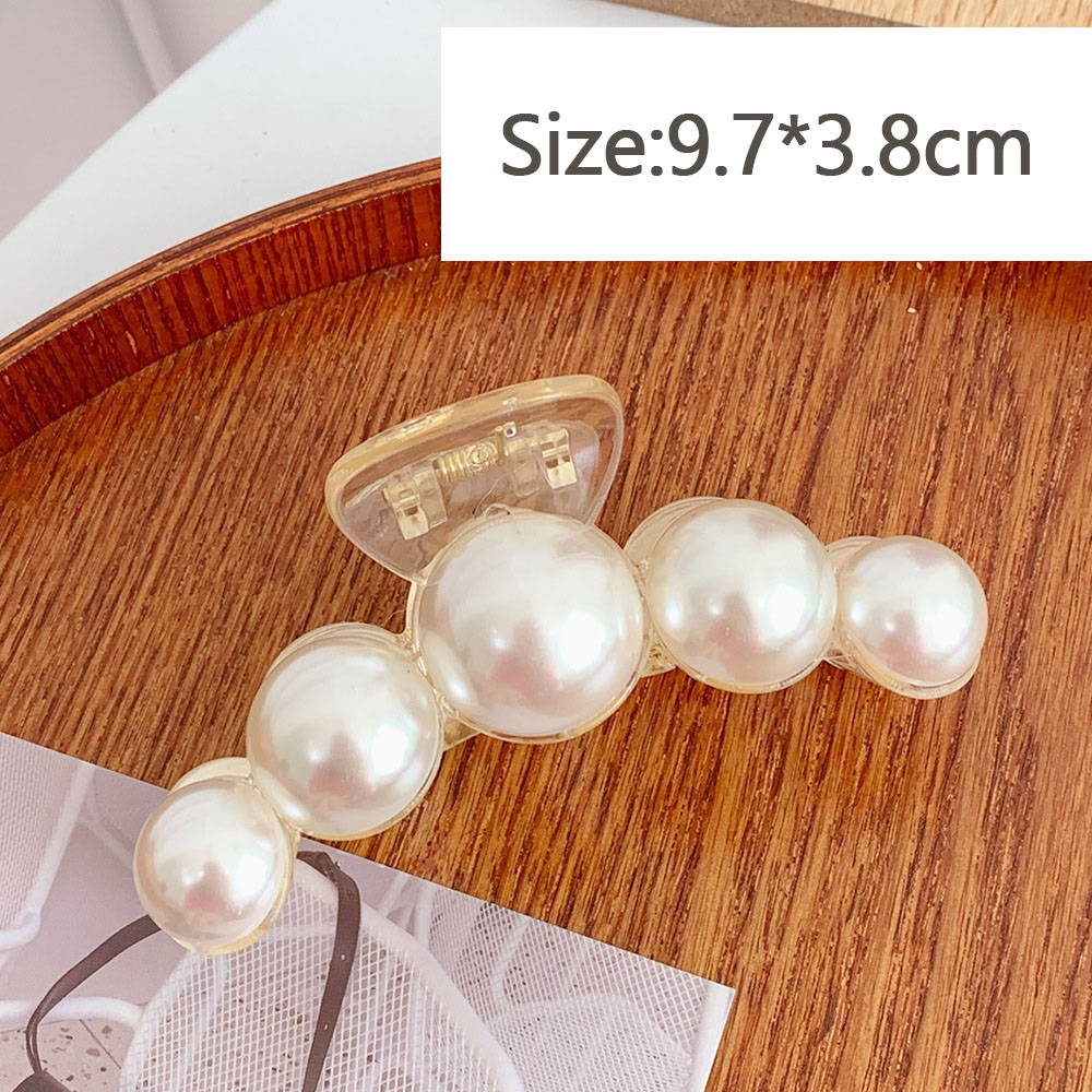 Las mujeres pelo Clips hueco tiburón pulpo Clip geométrica horquilla con perlas gran elegancia broche para peluquerías accesorios para el cabello: Big pearl