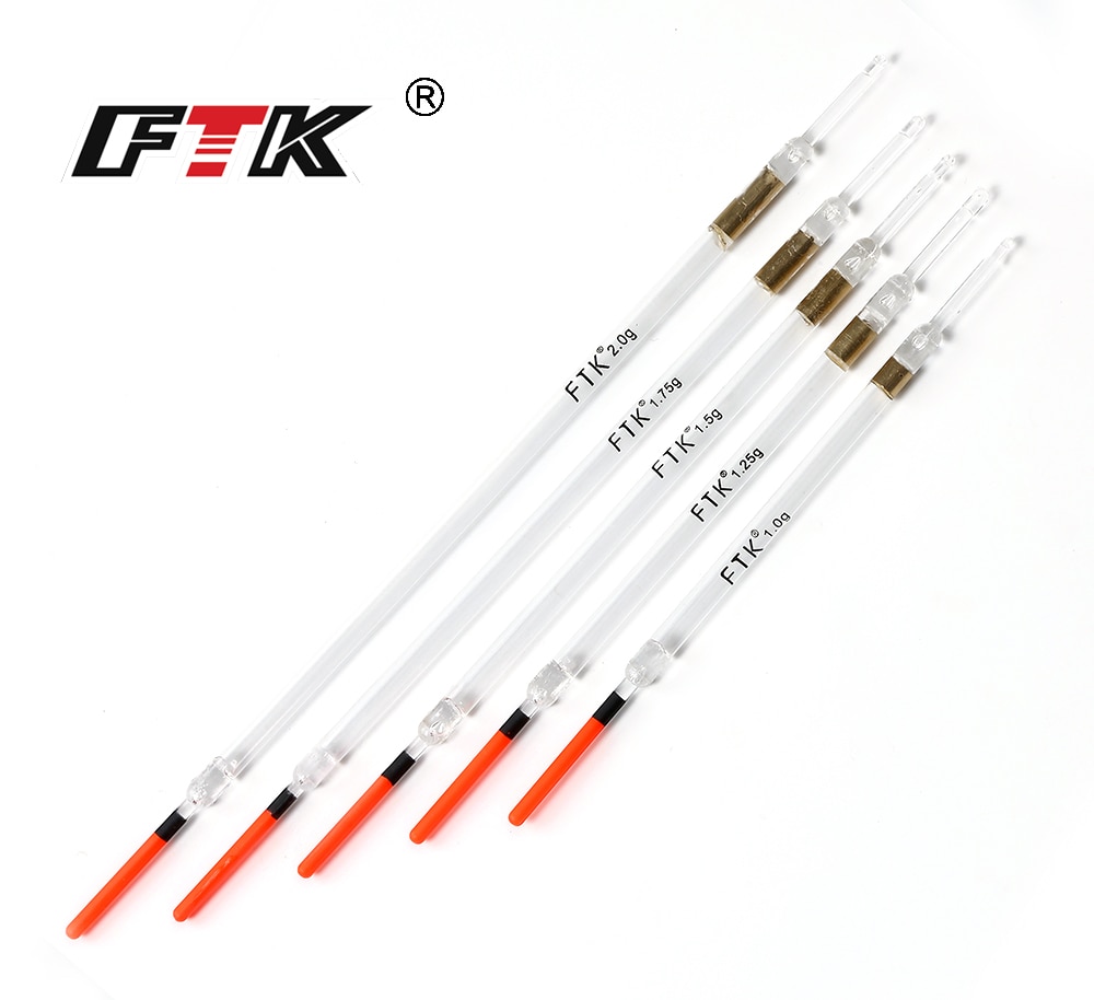 Ftk fiskeflöte 10 st/lot nylon plastflotta 1.0g/1.25g/1.5g/1.75g/2.0g kristallplast fiskeflottar tubset fiskeredskap
