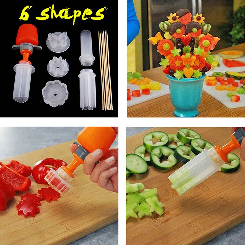 1set Fruit Cake Cutting Vegetable DIY Push Pop Shaper Cutter Food Decor Tools Food Decorator Kitchen Gadgets Accessories Tools