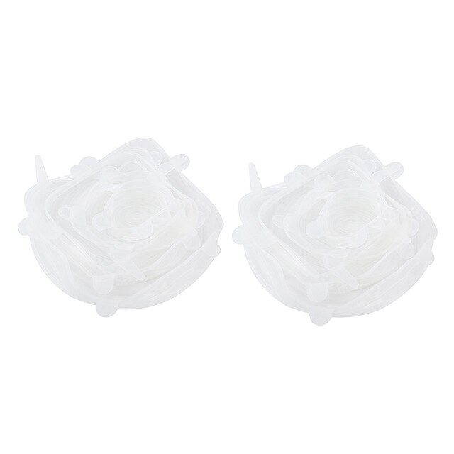 Funda de silicona para PC, tapas elásticas reutilizables para envolver comida hermética, mantener el bol sellado fresco, utensilios de cocina, 12 Uds.: 12xWhite