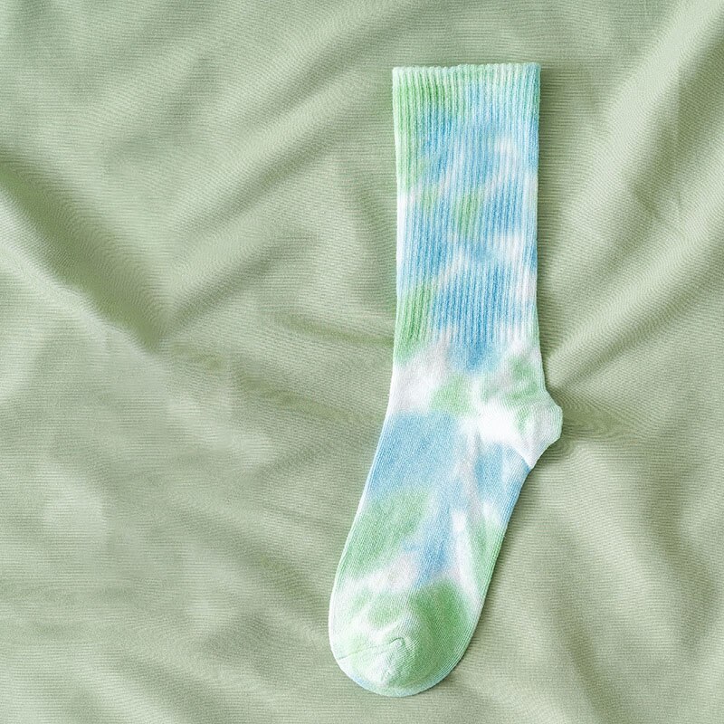 Calcetines de algodón Tie-dye para hombre y mujer, medias de tendencia urbana de , de color sólido, para baloncesto y monopatín: 6