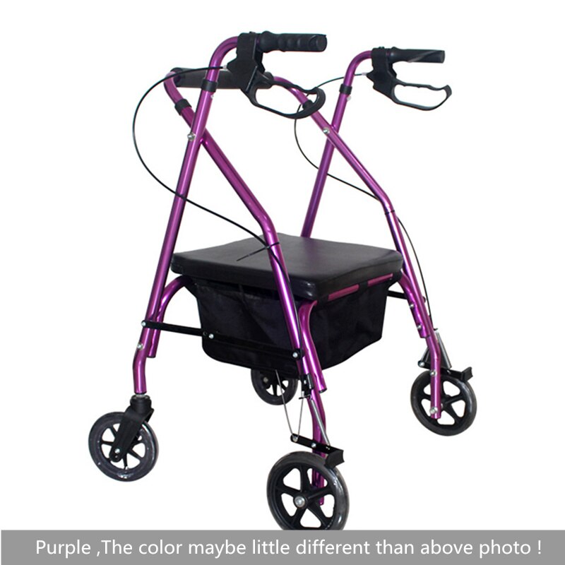 JayCreer Super Light Rollator Lightweight Aluminum Loop Brake Folding Walker Adult W/height Adjustable Seat By Legs And Arms: Purple