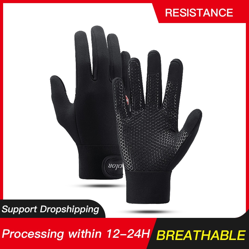Vinter varme mænd handsker sorte touch screen handsker til mænd mærke vinter varme vanter fuldfinger mandlige tykkere handschuhe