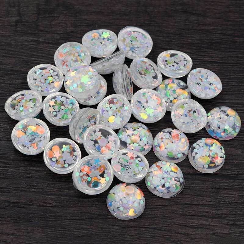 40pcs 12mm Mischfarben Star Round Moon Style Harz Cabochon mit flachem Rücken für Armband Ohrringe Zubehör: D6-47