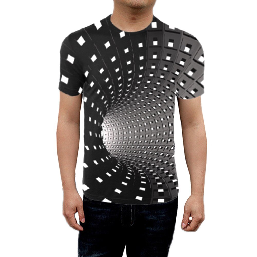 Hommes femmes T-Shirt à manches courtes 3D tourbillon impression Illusion d'optique hypnose T-Shirt hauts XRQ88