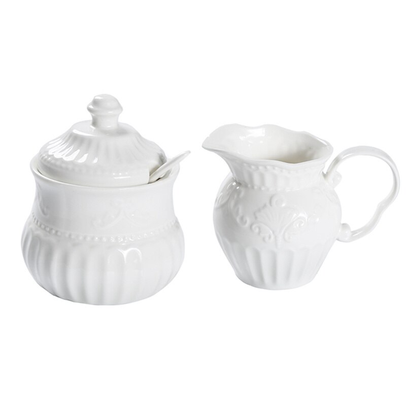 Juego de ollas de cerámica para aliviar el azúcar y crema, tazón Rococo, especias, jarra de leche, tazas de salsa, arte barroco inglés: 2 Pcs Set