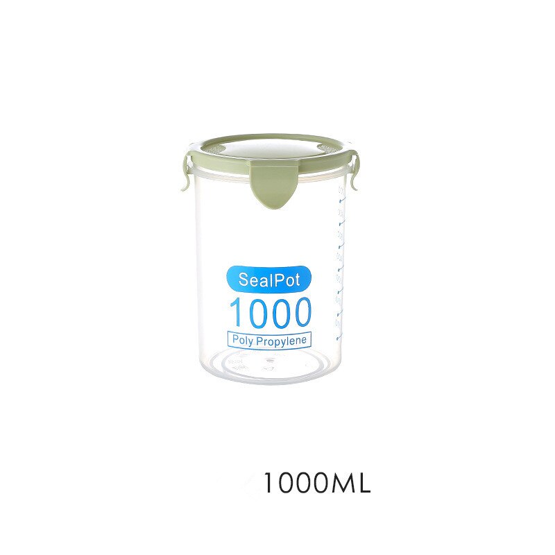Akryl 600-1000 ml køkken opbevaringsboks forsegling mad opbevaring beholder konservering plast frisk pot beholder insekt-bevis: Stor grøn