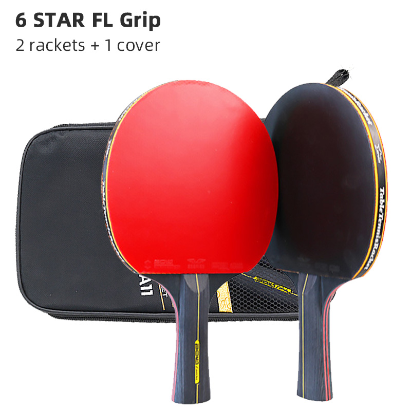 BOLI 5/6 Star Table Tennis Racket Offensive 2 Pcs Ping Pong Paddle with Fine Elasticity: Burgundy