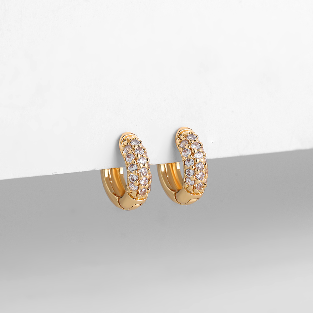 Pendientes Huggie chapados en oro con circonita CZ, aros finos para las orejas, pendiente de cartílago para mujer, pendiente redondo minimalista, joyería Piercing