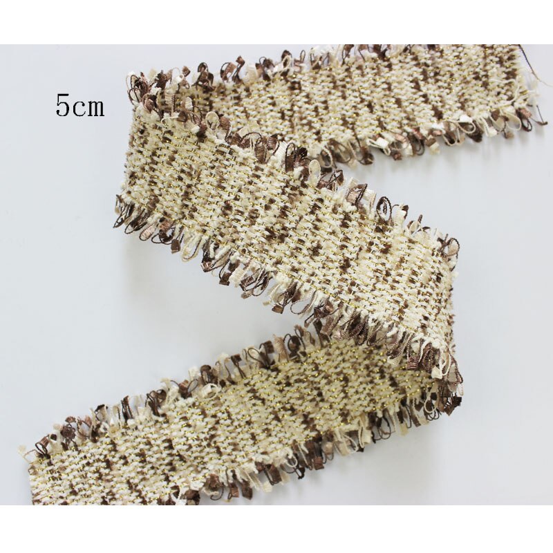 4 Yards 5 Cm Breedte Tweed Lint Gouden Webbing Stof Lint Voor Naaien Accessoire Voor Bag Garment: Khaki