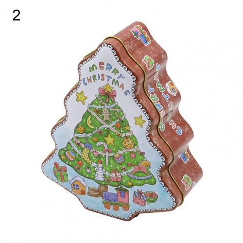 80%HOTAdorable Cookie Can Corrosion Resistant Metal Christmas Tree-shaped Candy Tin Box for Home: 2