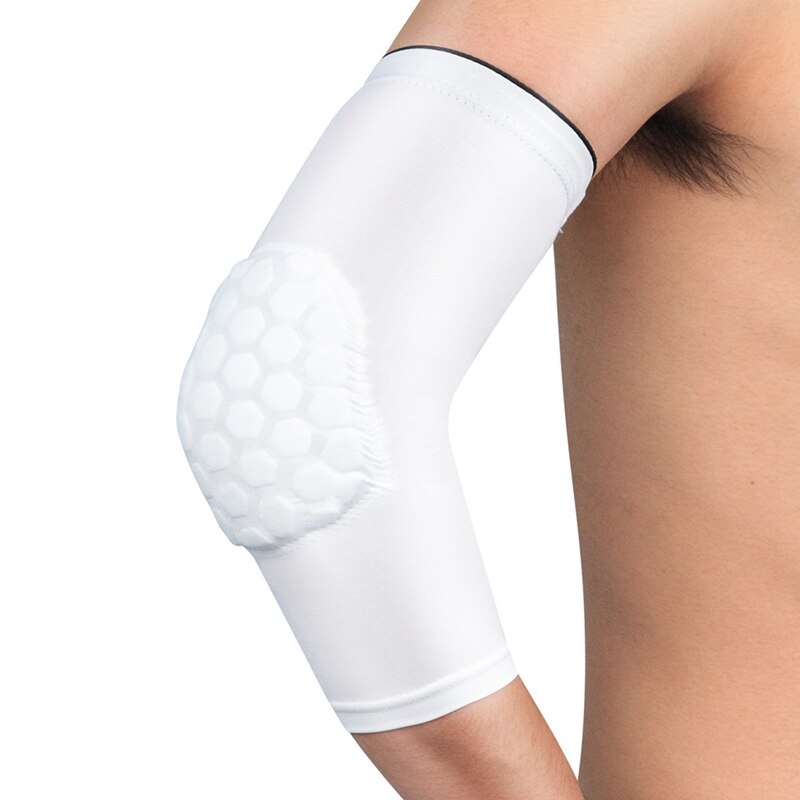 1pc Sport Elbow Pad arm sleeve armband elbow support Breathable Football Fitness Safety brace protector Basketball Arm Sleeve M: White / M