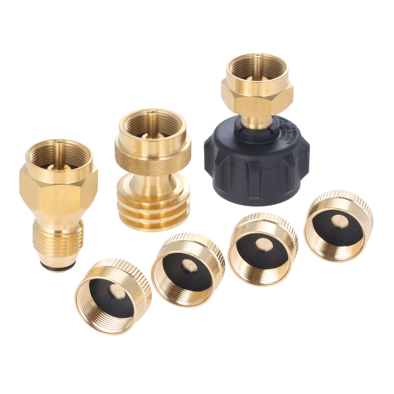 7Pcs/set Propane Refill Adapter &amp; Steak Saver Gas Grill Adapter for LP Gas Cylinder Canister Filler Coupler w/ Propane Tank Cap