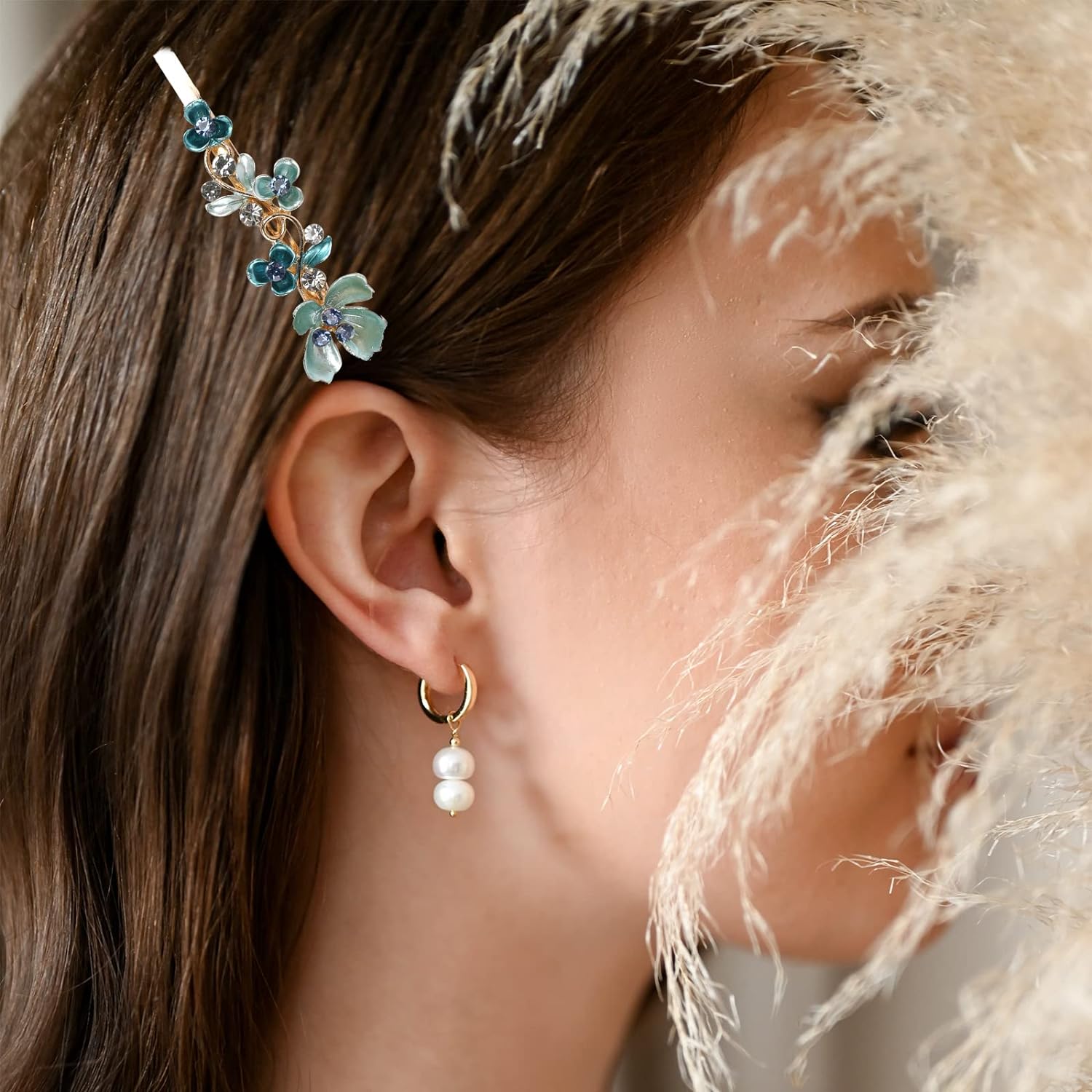 Pince à cheveux Vintage en forme de fleur en strass, Barrettes colorées en métal Floral et cristal pour fête, queue de cheval, accessoires pour femmes et filles