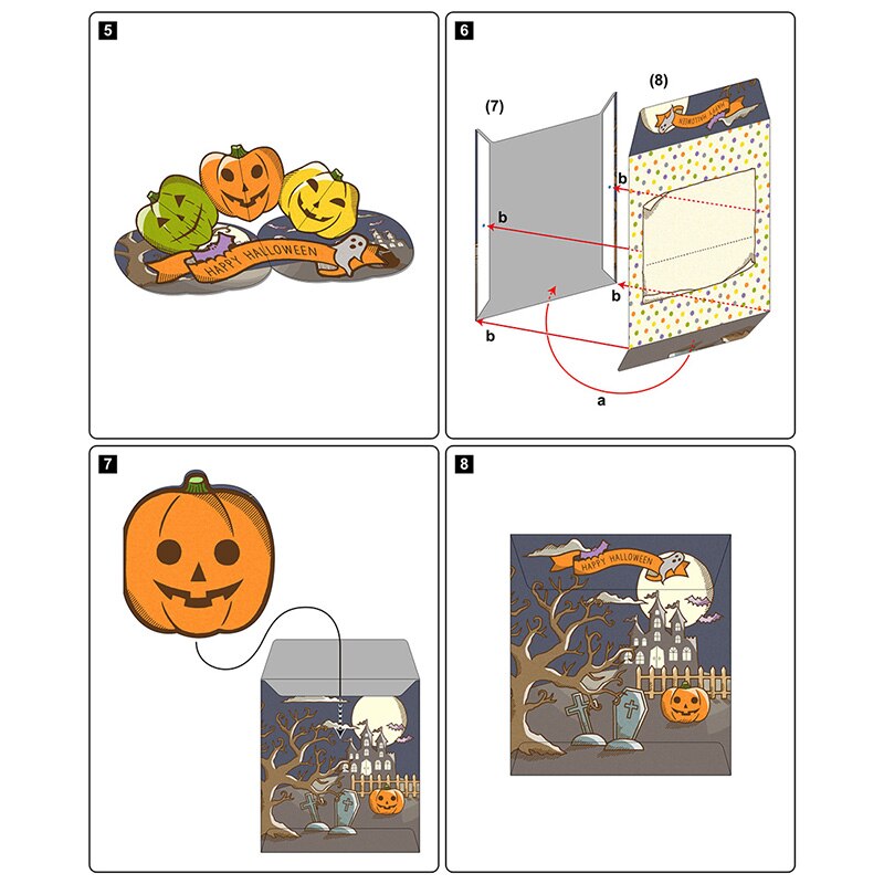DIY Pop-up Card Halloween Pumpkin,Handmade 3D Anniversary Greeting Card Paper Model,Postcard Invitation Papercraft,Craft ER-092