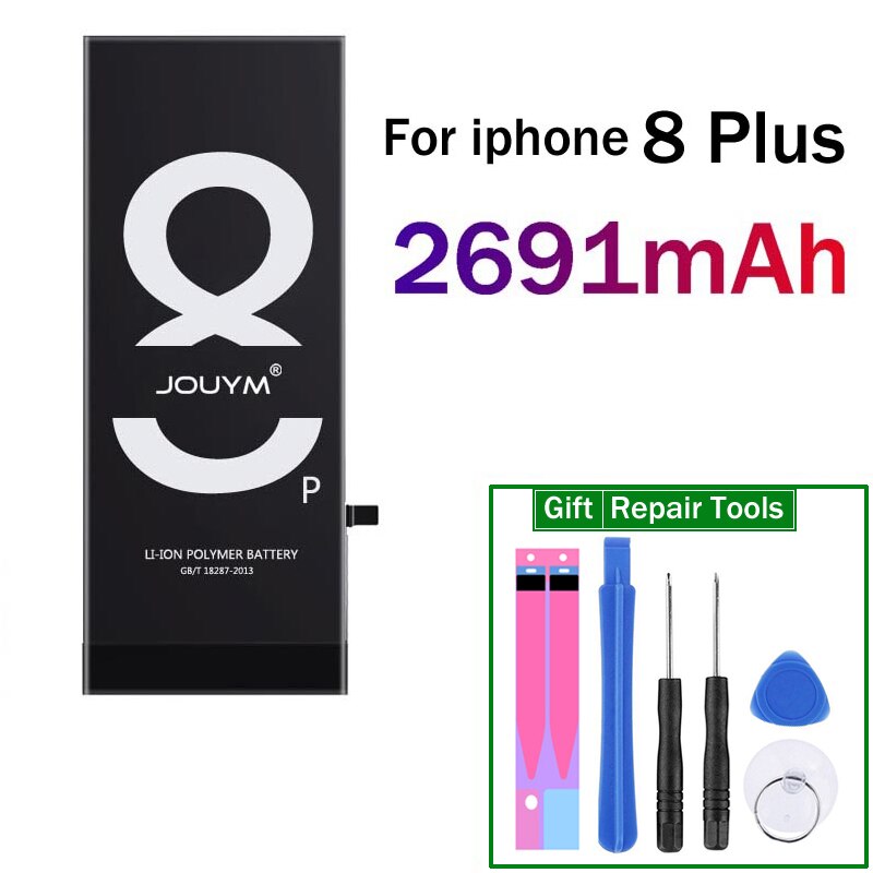 Batería de teléfono móvil JOUYM para iPhone 6S 6 7 8 Plus 5S 5 SE 6plus batería de repuesto para iPhone6 iPhone7 iphone5s + herramientas gratis: For iPhone 8 plus