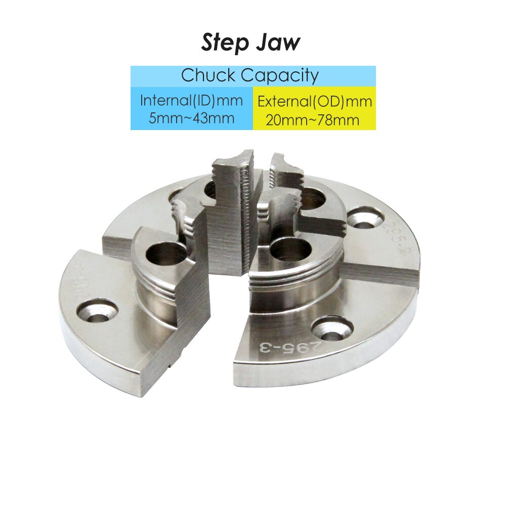Chrome Plated Step Round Pin Jaw Set Woodworking Turning Accessories for 100mm 4-Jaw Self Centering Wood Lathe Scroll Chuck: 1 x Step Jaw
