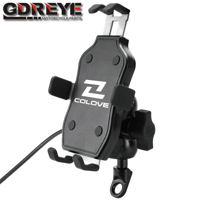 Für Colove KY400X/500X 500F Motorrad CNC Lenker Rückspiegel praktisch Halfter GPS Stand halterung: Armee Grün