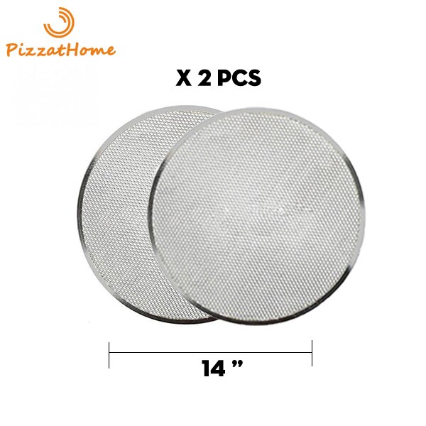 PizzAtHome 6 to 22 inch Pizza Stone Seamless Aluminum Mesh Pizza Pan Baking Screen Round Pizza Tool Oven Accessories Bake Ware: 14 inch x 2Pcs