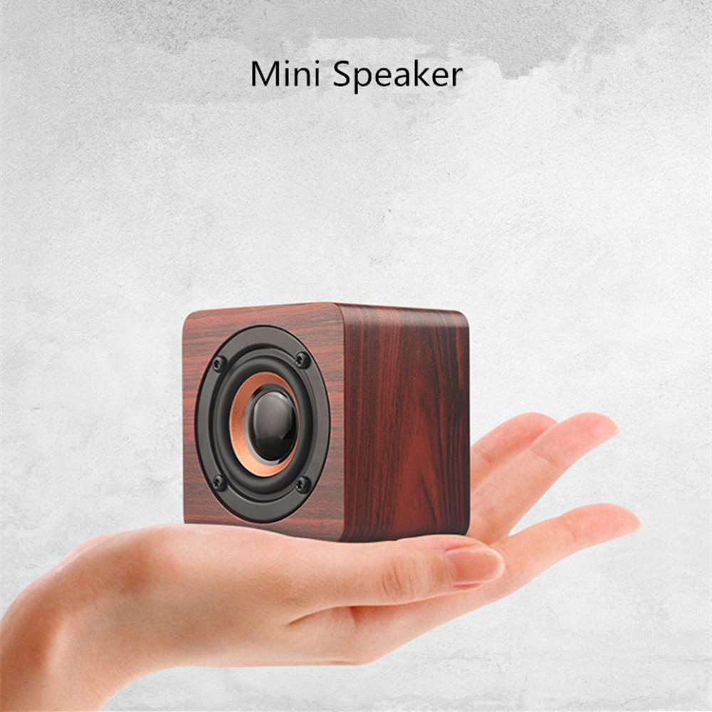 HYASIA Portable Mini Speaker Bluetooth4.2 Wireless Speaker Wooden Outdoor Subwoofer Bass SoundBox Music for Smartphone Tablet PC