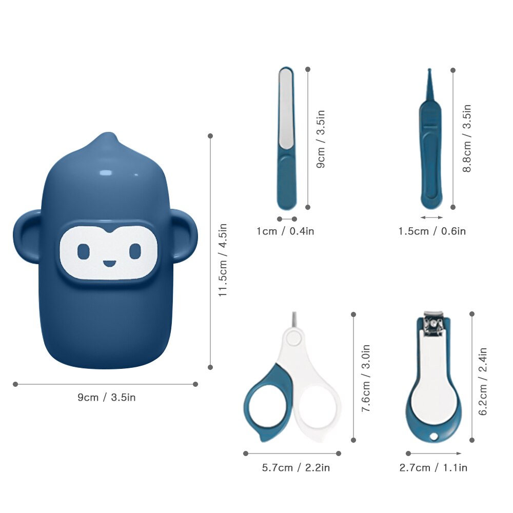 cartoon Baby Nail Clipper Set with Monkey Storage Box Newborn Nail Clipper baby hygiene kit scissors Care Set Kids Nail Care