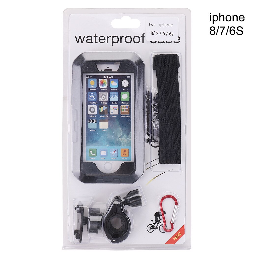 Vandtæt telefon taske cykel telefon holder universal mobiltelefon holder cykel styr clip stand gps monteringsbeslag: Iphone 6s 7 8