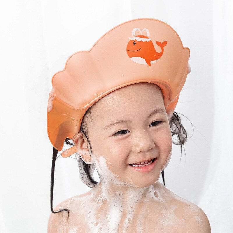 Gorro de champú para bebé, gorro de ducha ajustable para recién nacidos, protección para los oídos, Visor de baño para niños, cubierta para la cabeza, bonito escudo