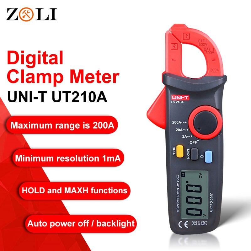 Mini Digitale Klem Meter UNI-T UT210A Non Contact Multimeter Ac/Dc Stroom Spanning Capaciteit True Rms Auto Range Vfc handheld