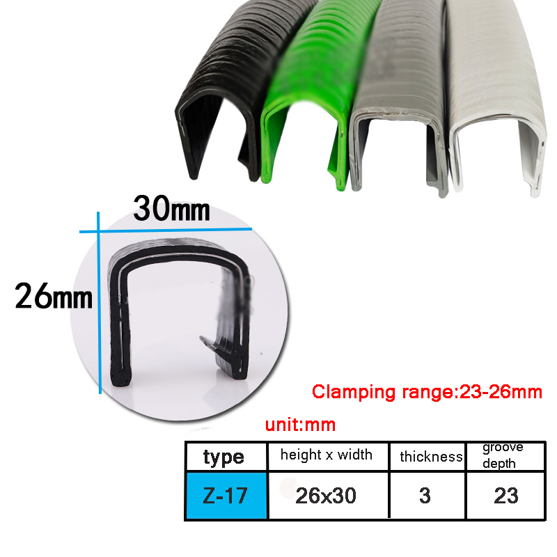 1M U-shaped Clamp Iron Rubber Edge Sealing Strip Bridge Cable Tray Iron Sheet Stainless Steel Plate Edge Protection Mouth Strip: Red