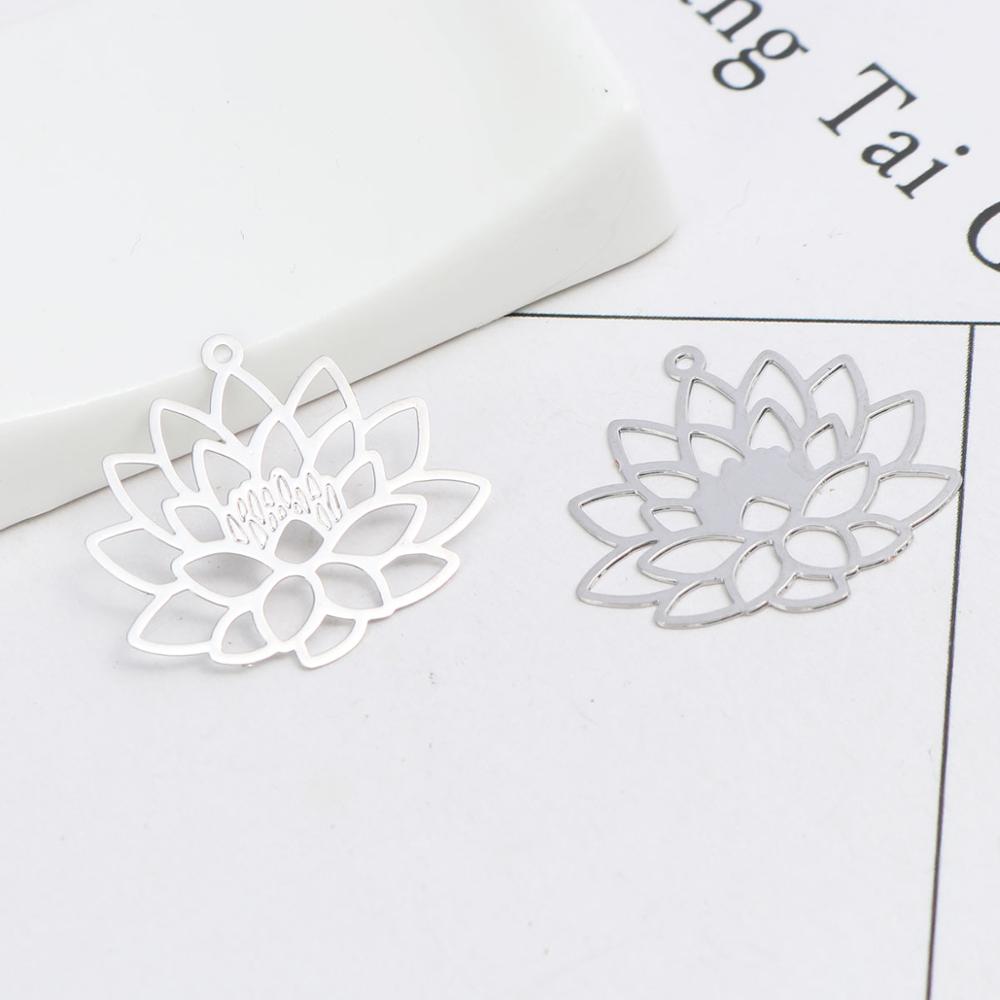 DoreenBeads – pendentifs en cuivre à la , couleur argent, bande de feuille, fleur de Lotus, filigrane, estampage de bijoux, résultats de bricolage, 20 pièces