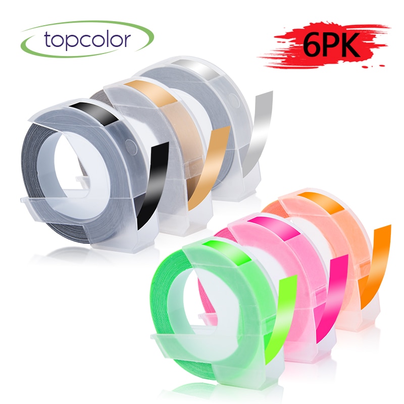 Topcolor Pvc Embossing Printer Lint 9Mm Fit Dymo 3D Label Tape Voor Dymo Label Printer 15447 1575 17266 1880 diy Labeller Maker