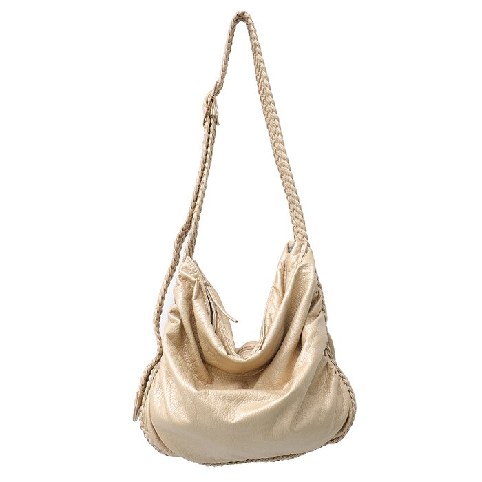 CEZIRA groß Weiche lässig Frauen Taschen Mädchen Waschen PU Leder Schule Handtasche Damen Einstellbar Gewebt Schnalle Gürtel Bote & Schulter tasche: Gold