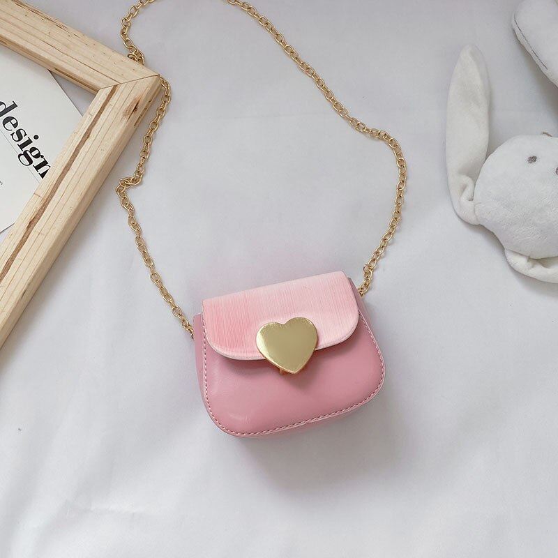 Kids Purses and Handbags Cute Mini Leather Heart Crossbody Girls Coin Pouch Kid Wallet Baby Clutch Bag: Pink