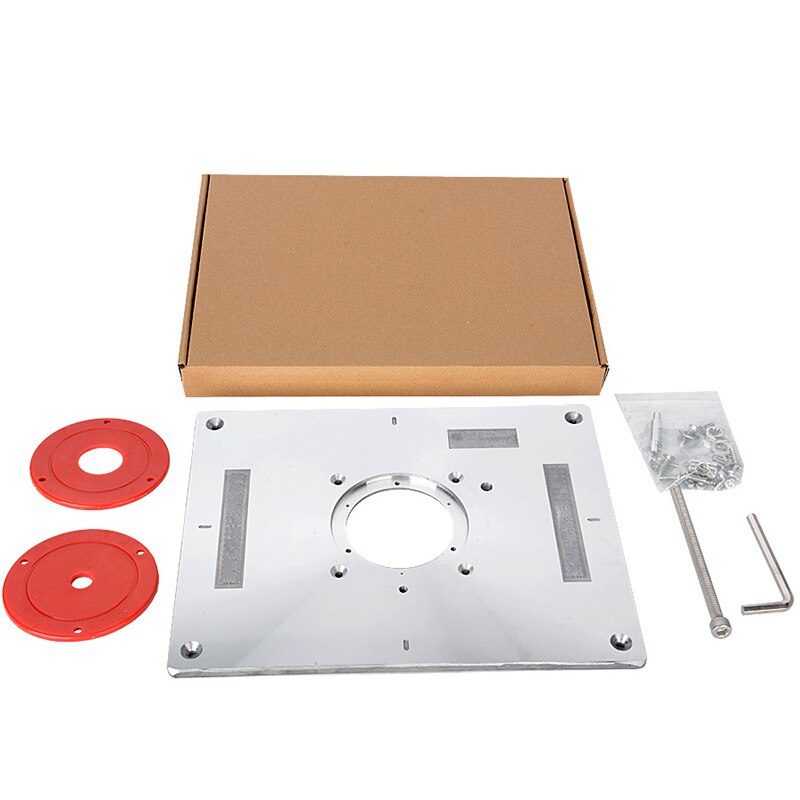 Aluminum Router Adapter Plate Precision Router Table Insert Plate Mounting Base with 2 Rings and Screws for Woodworking Benches