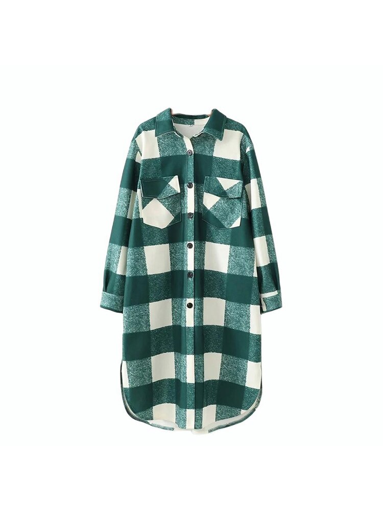 Women Oversized Coat Long Checked Casual Chic Women Jackets Long windbreaker Outfits: M