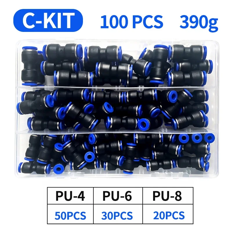 PU Boxed Set Air Straight Pneumatic Fittings PU Water Pipes Quick Release Connector PU-4-6-8-10-12-14 Plastic Hose Couplings: Blue / 1-1/4"