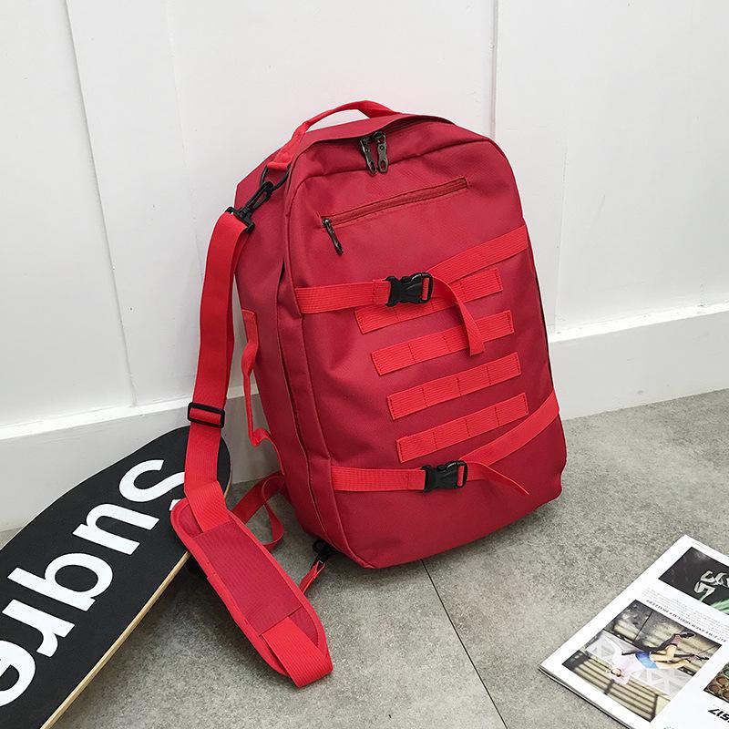 Rygsæk kvinder skole rygsæk ensfarvet studerende pige skoletasker rejser udendørs stor kapacitet kvindelig rygsæk: Rød