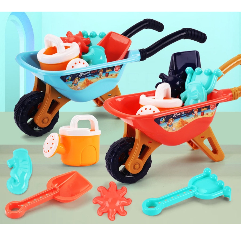 Kids Beach Sand Toys,6PCS Big Trolley Sand Toy Set,Reusable Sandbox Toys for Toddlers Summer Beach Toys