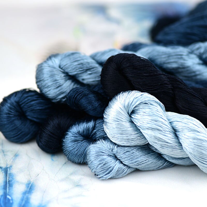silk embroidery thread / 100% silk thread /hand embroidery embroider cross stitch/indigo series/8 gradient colors