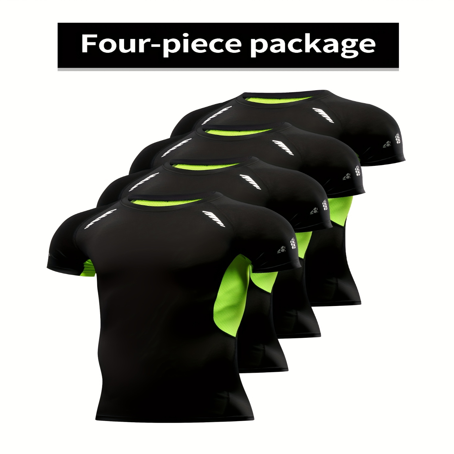 Sudadera deportiva de secado rápido para hombre, 4 Uds., compresión atlética transpirable, cuello redondo, mangas cortas para gimnasio al aire libre, correr y Fitness