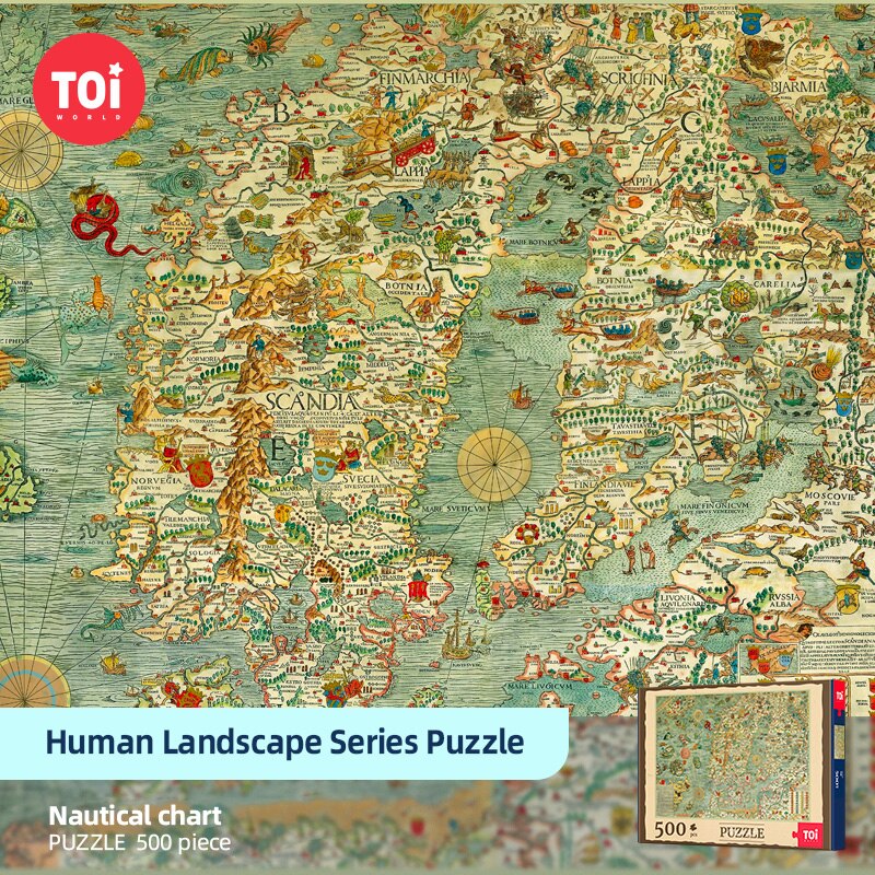 1000pcs Classical Map Puzzle Adults High Difficulty Puzzle Decompression Toys Interior Decoration Map of the Age of Navigation
