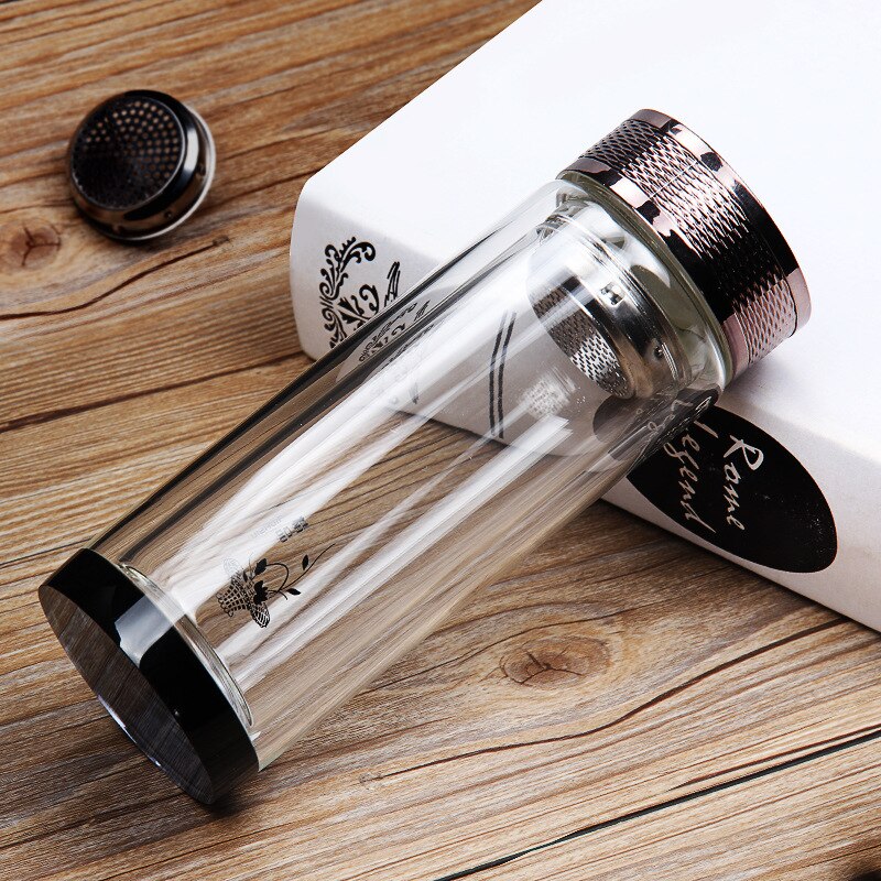 Transparent Double Layer Water Cup Ad High Grade Transparent High Borosilicate Glass Water Bottles