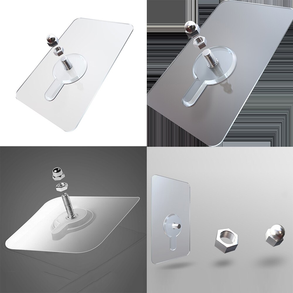 Useful PVC Strong Adhesive Nails Wall Poster Non-trace Stick Wall Hook Durable Practical Transparent Screw Wall Nails
