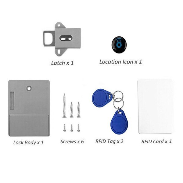 Shgo-usynlig skjult rfid fri åbning intelligent sensor kabinet lås skab garderobe skoskab skuffedørlås: 2 blå rfid-tag