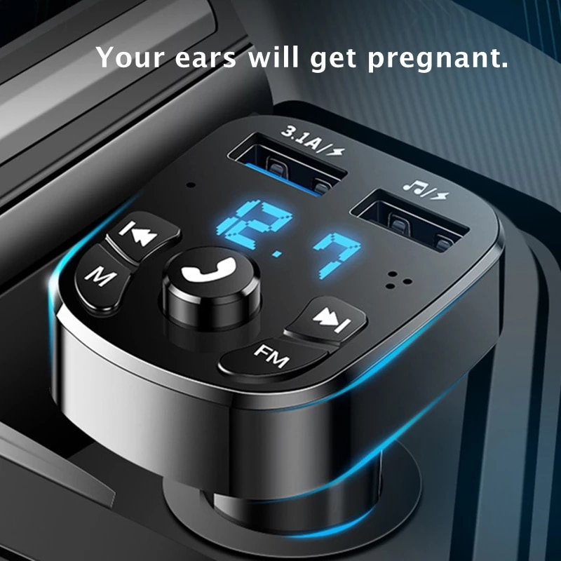 Awtoulag 5.0 FM geçiriji simsiz elsiz ses kabul ediji awtoulag MP3 pleýer USB çalt zarýad beriji Bluetooth bilen gabat gelýän awtoulag enjamlary bluetooth coche