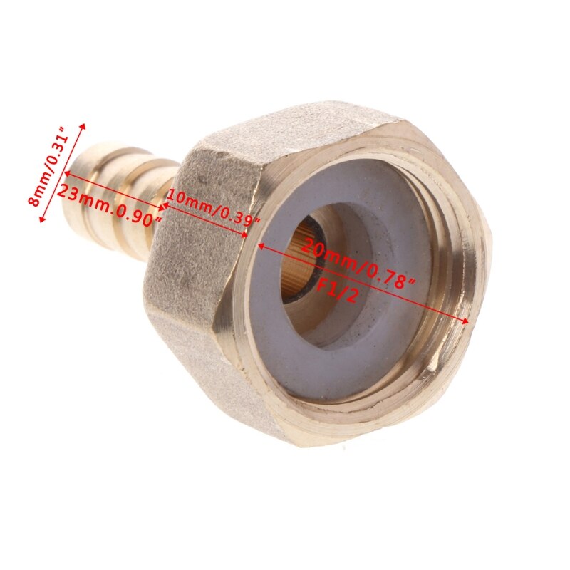 Brass Male/Female Thread 1/2" BSP to 8mm Barb Hose Coupler Connector Pagoda Joint